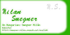 milan smegner business card